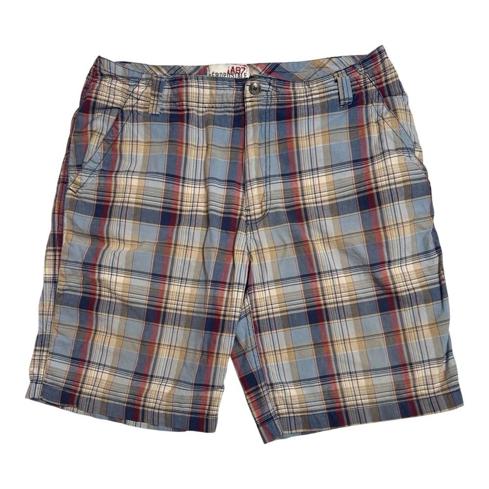 Men's Aeropostale Sz 36 Plaid Chino Shorts Inseam 10"